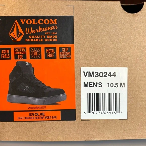 VOLCOM Evolve Black MENS WorkBoots NEW IN BOX Safety toe Size10.5-Perfect Gift🎄 - Picture 5 of 12